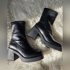 Call It Spring Black Platform Block Heel Ankle Boots
